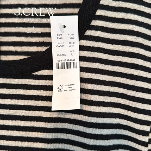 J.Crew Stretch linen-blend crewneck T-shirt in stripe - Picture 6 of 6